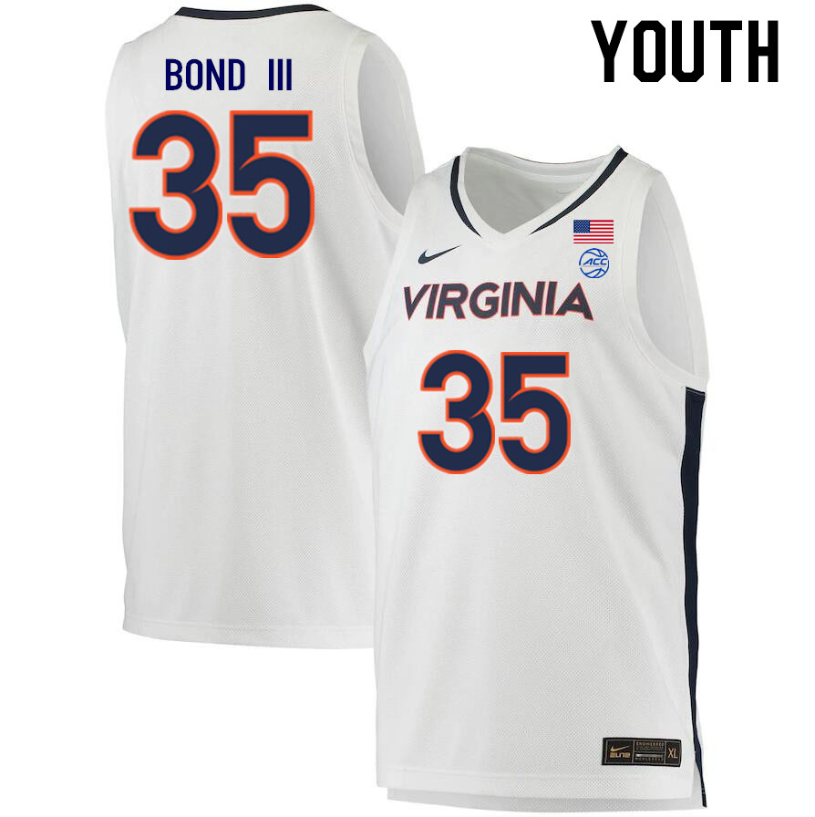 Youth #35 Leon Bond III Virginia Cavaliers College 2022-23 Stitched Basketball Jerseys Sale-White - Click Image to Close
